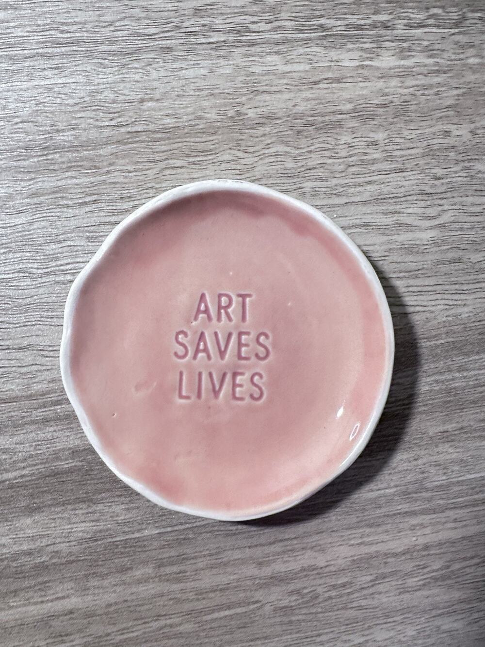 Fringe Studio "Art Saves Lives" Jewelry Dish Trinket Tray 3.5" New